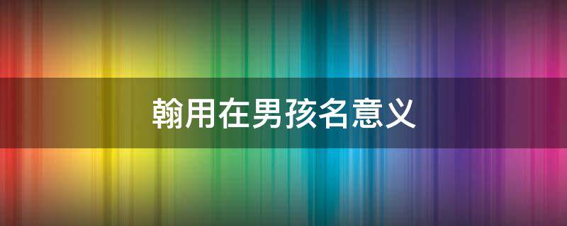翰用在男孩名意义（翰用在男孩名意义 带翰字的男孩名字）