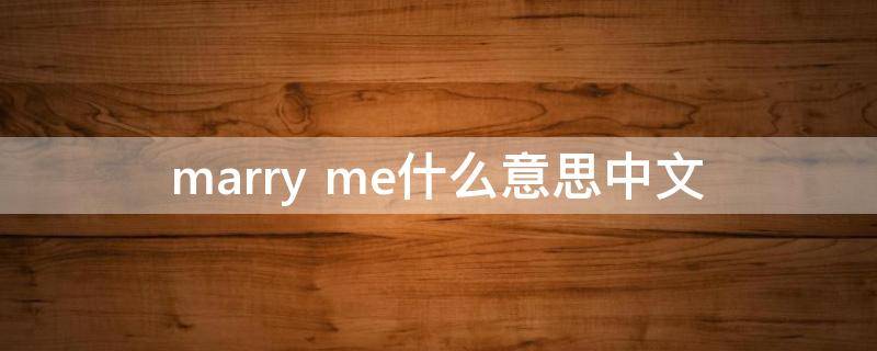 marry me什么意思中文
