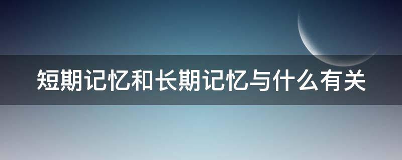 短期记忆和长期记忆与什么有关（短期记忆力很差）