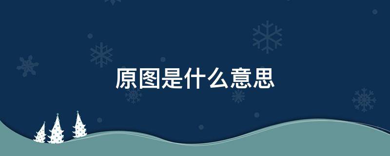 原图是什么意思（高清原图是什么意思）