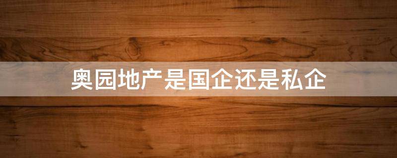 奥园地产是国企还是私企 奥园地产是国企还是私企啊