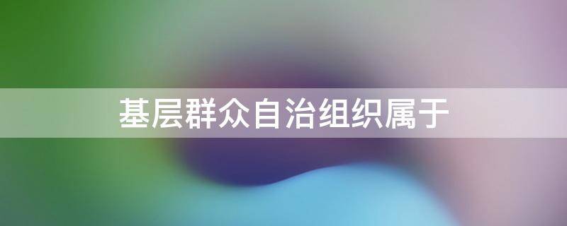 基层群众自治组织属于 基层群众自治组织属于国家机关吗