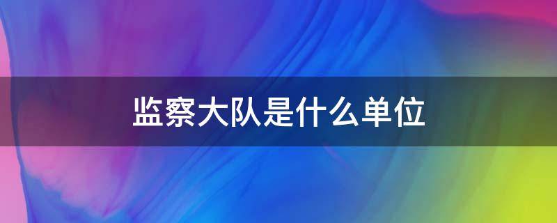监察大队是什么单位（监察大队是什么单位管理）
