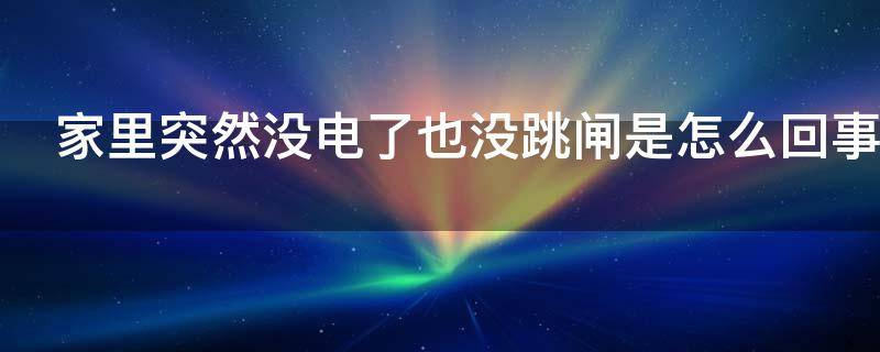 家里突然没电了也没跳闸是怎么回事（家里突然没电了也没跳闸也没欠费）