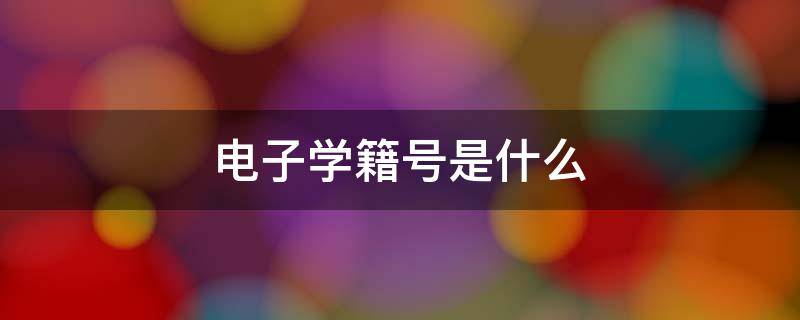 电子学籍号是什么（电子学籍号怎么查）