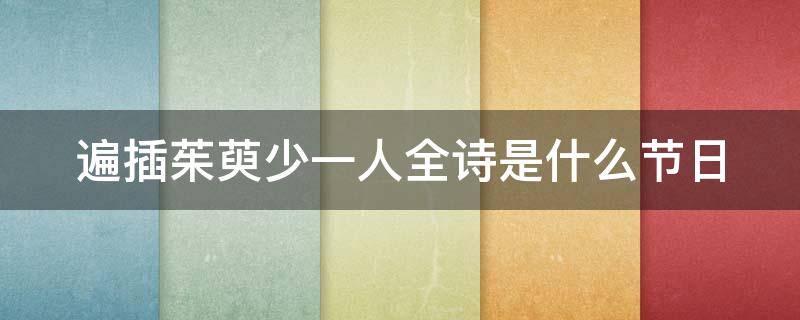 遍插茱萸少一人全诗是什么节日（遍插茱萸少一人全诗是什么意思）